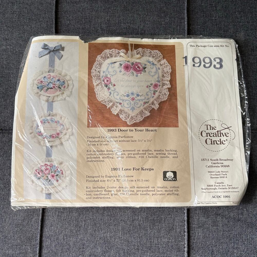 Door To Your Heart Vintage Stamped Cross Stitch Kit by The Creative Circle 1989